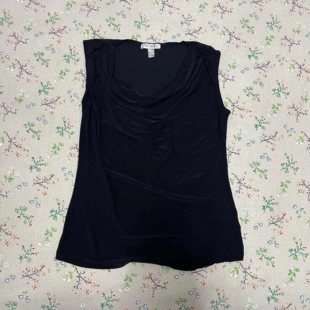 VTG Dressbarn Cowl Neck Tank Top Scoop Neck Black Small Going Out Formal 90s